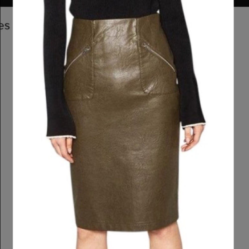 Zara Olive Green Leather Skirt
